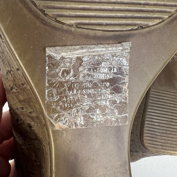 Bongo 7.5 Sandals Vintage 90’s Y2K 3" Wedge Heels Platform Woven Brown Shoes - Picture 12 of 12